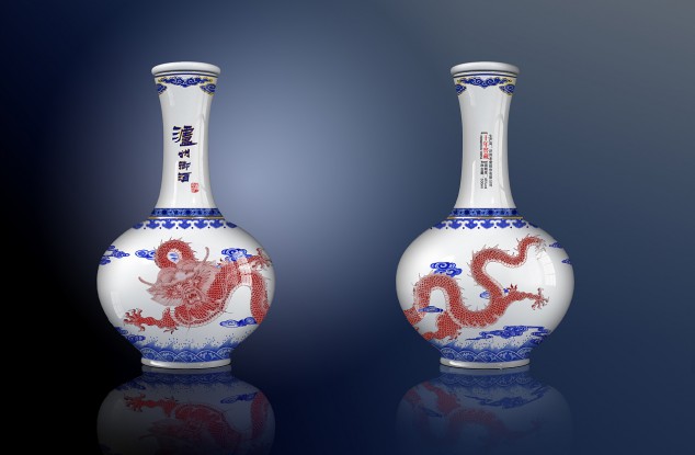 Blue and white porcelain wine bottle design